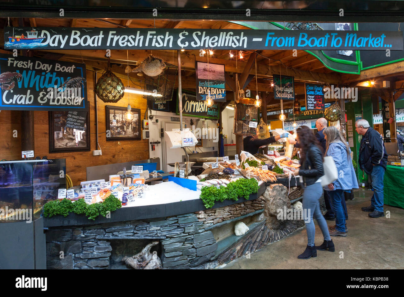 A Fishmonger at Borough Market, London, England, U.K. Stock Photo