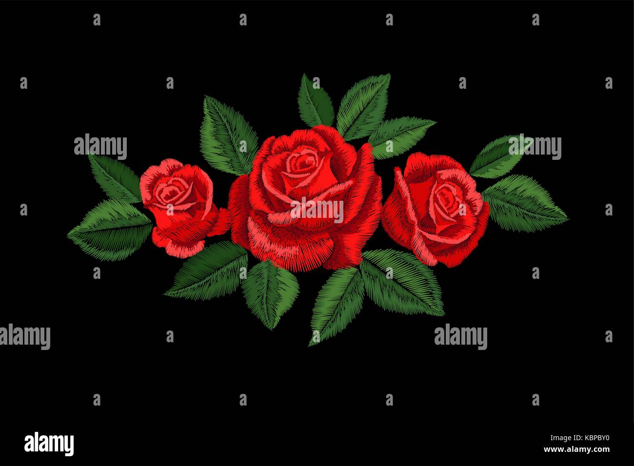 Embroidery red rose. Fashion patch decoration sticker. Flower ...