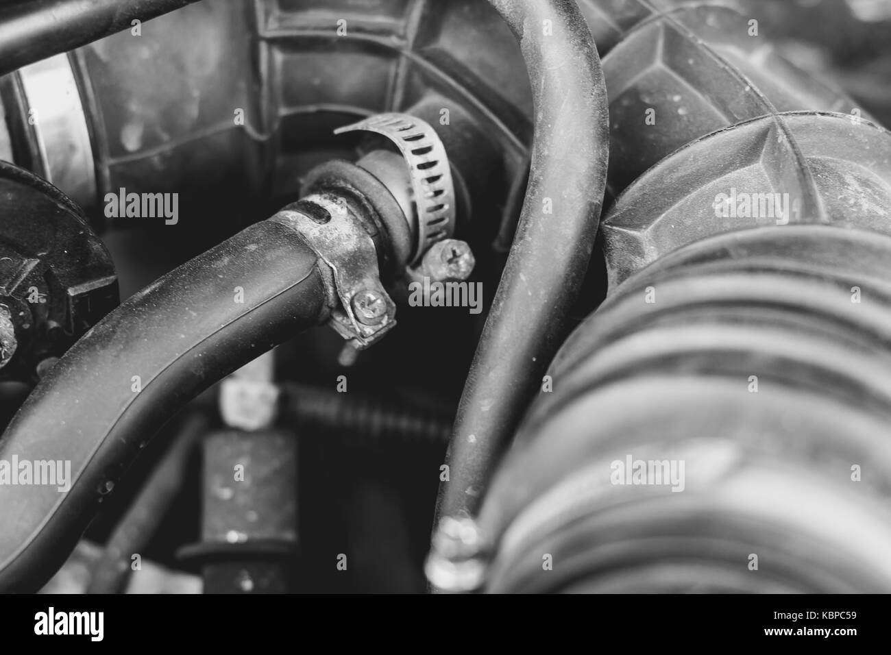 the car's engine closeup of hoses and tubes Stock Photo Alamy