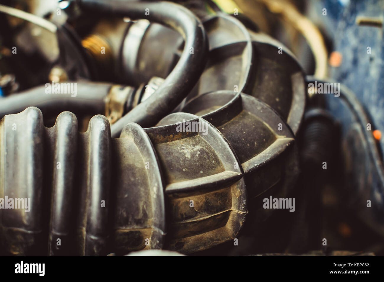 the car's engine closeup of hoses and tubes Stock Photo - Alamy