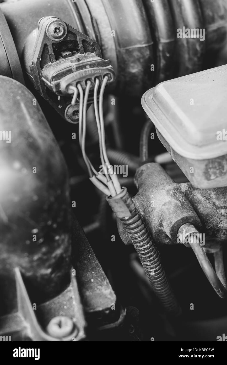the car's engine closeup of hoses and tubes Stock Photo Alamy