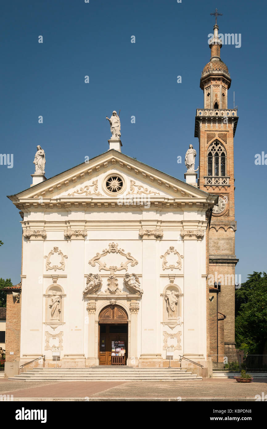 18th century church of St. Peter and Paul with carved facade bearing the statues of the two saints, Padua, Italy. Stock Photo