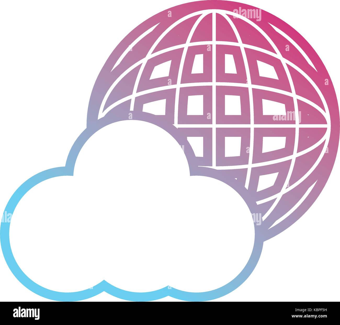 global sphere and cloud icon over white background vector illustration ...