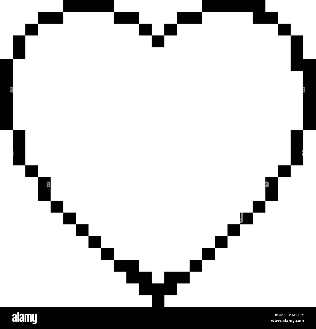 Pixelated heart shape icon vector Black and White Stock Photos & Images ...