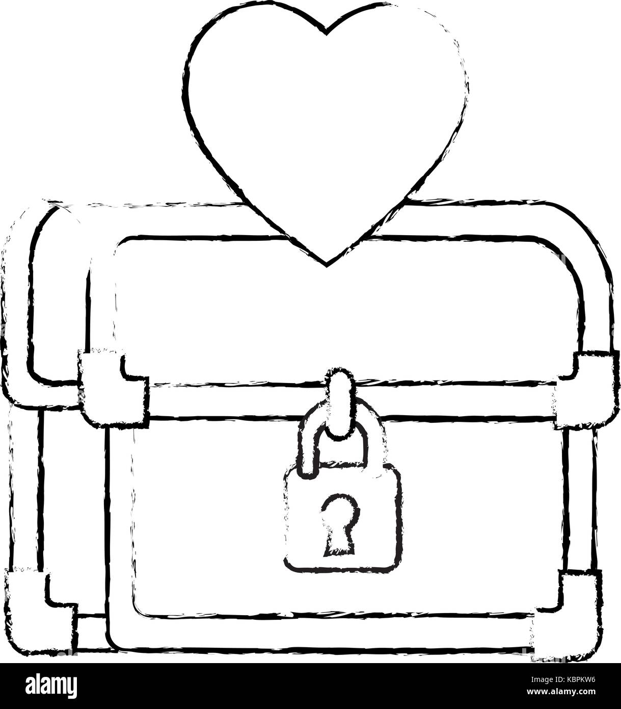 pixelated treasure chest with heart vector illustration design Stock ...