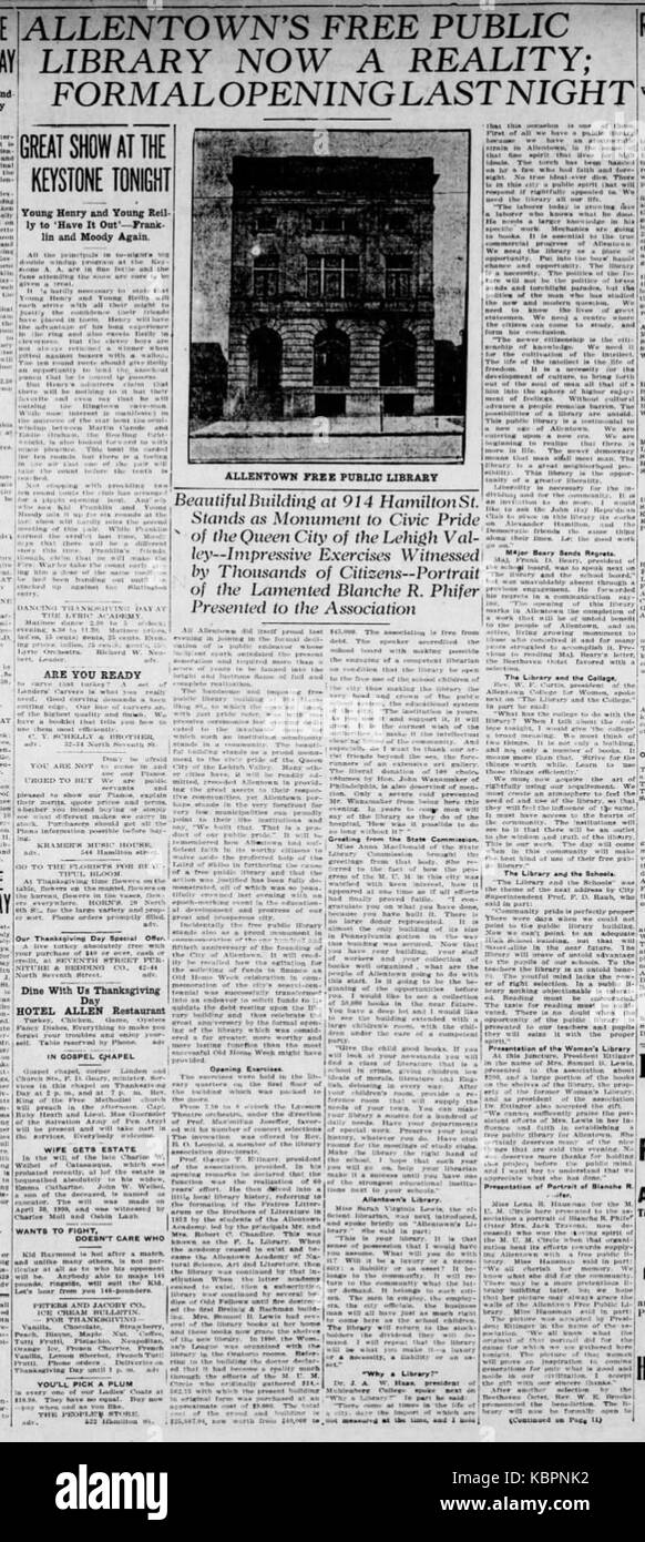 1912 Public Library Opening Allentown PA Stock Photo Alamy