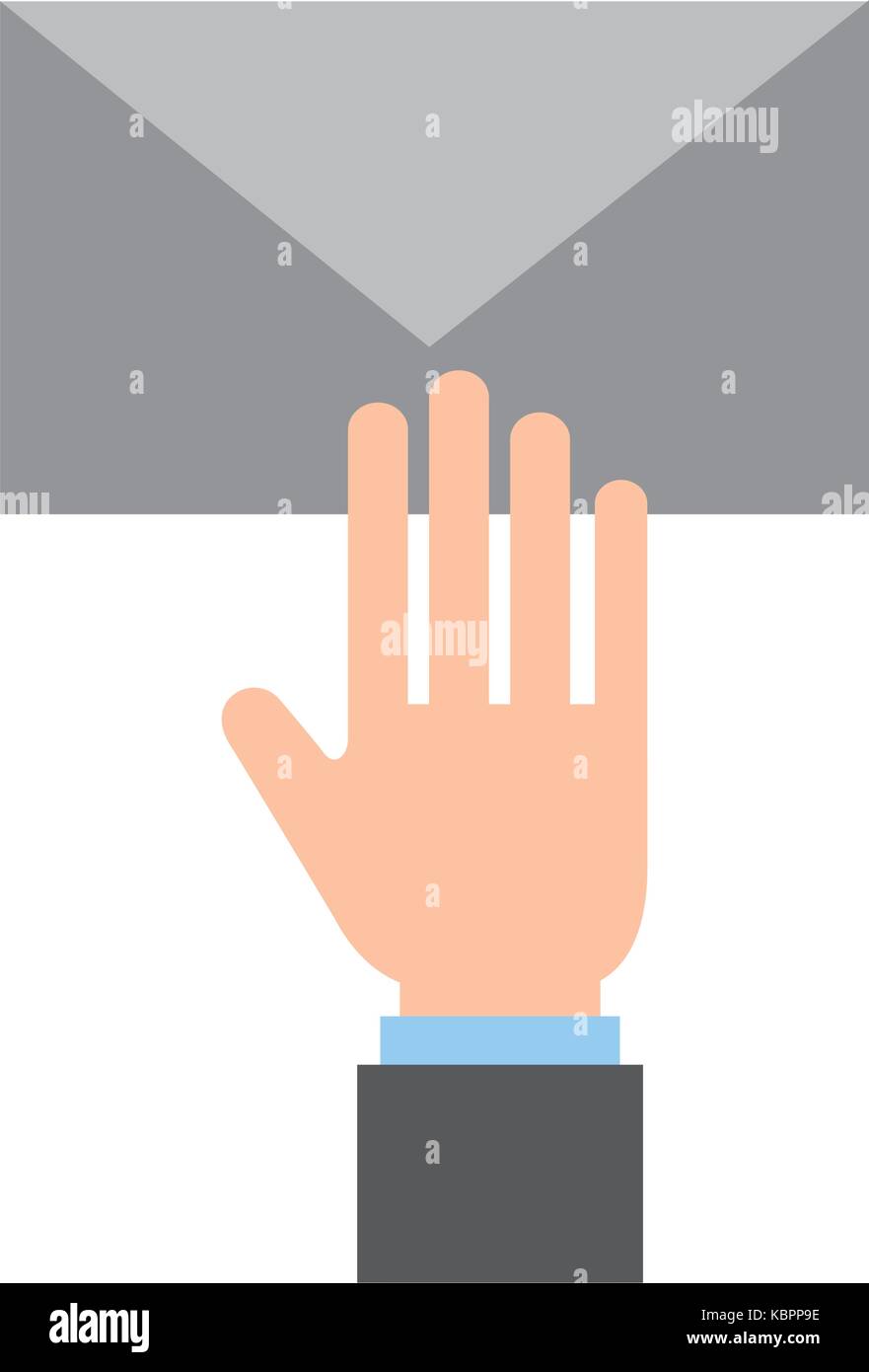 hand with email envelope message letter web symbol Stock Vector Image ...