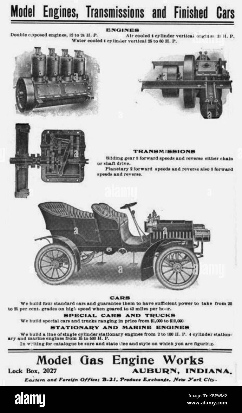 1906 Model Gas Engine Works ad Stock Photo Alamy