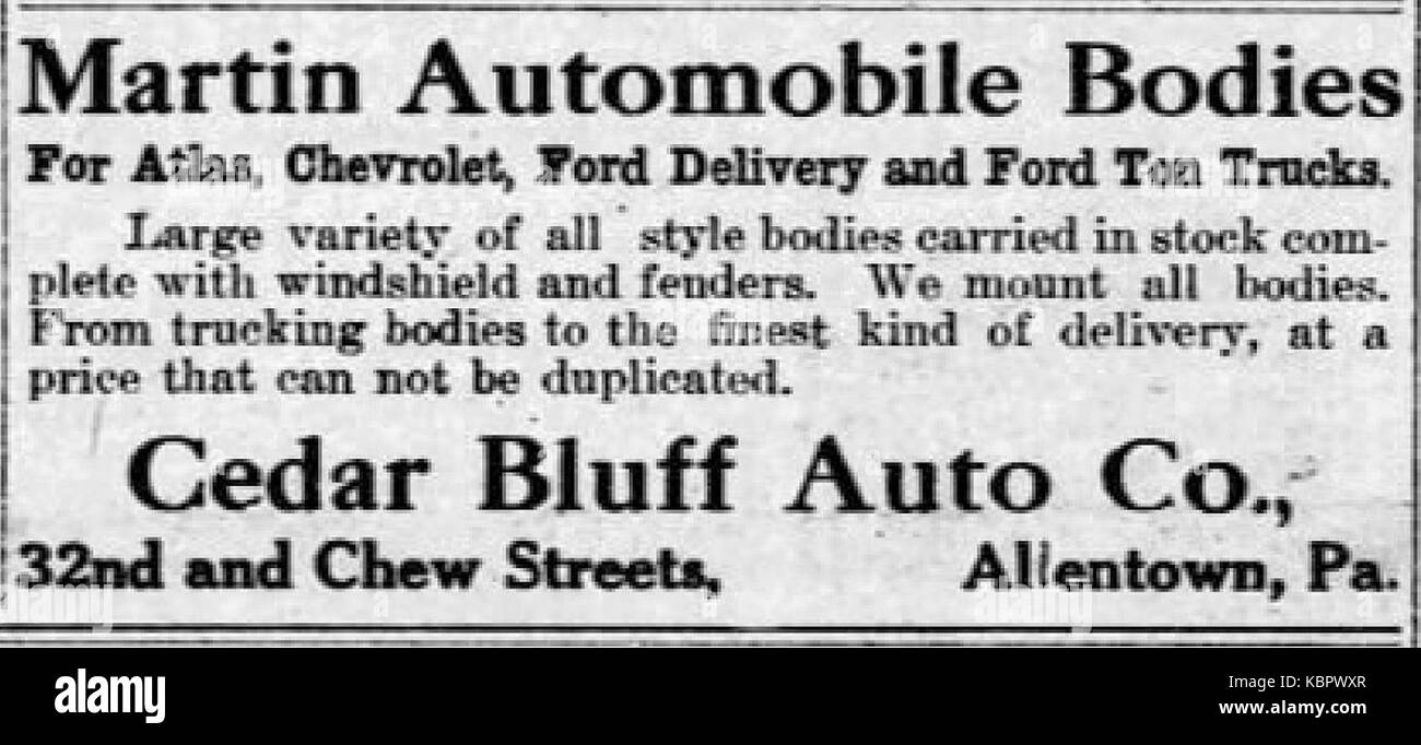 1919 Cedar Bluff Auto Company 17 Nov MC Allentown PA Stock Photo Alamy