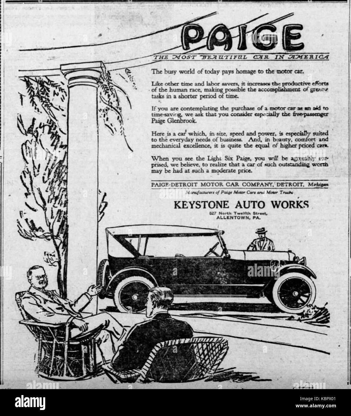 1920 Keystone Auto Works 24 Jul MC Allentown PA Stock Photo Alamy