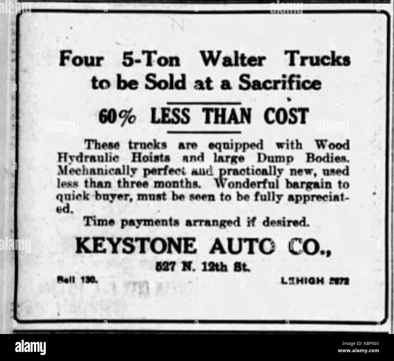 1921   Keystone Auto Works   13 Jun MC   Allentown PA Stock Photo
