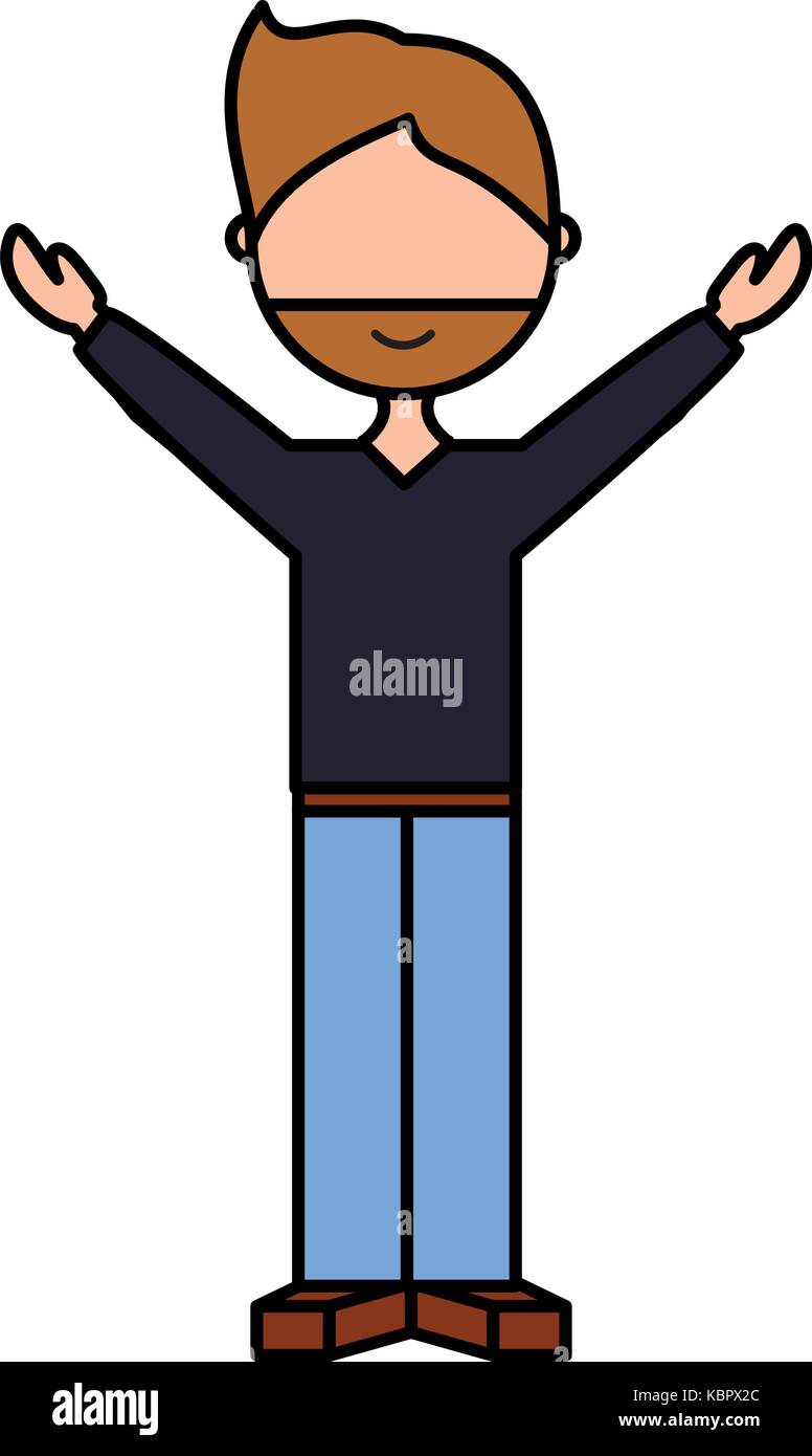 avatar man standing icon over white background colorful design vector ...