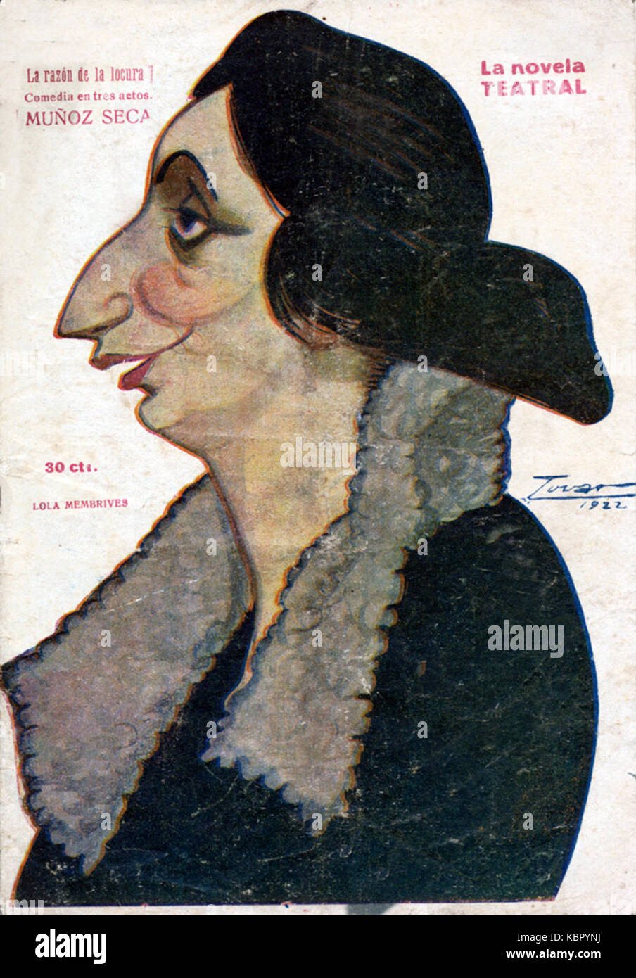 1922 03 05, La Novela Teatral, Lola Membrives, Tovar Stock Photo