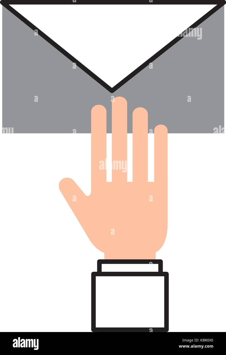 hand with email envelope message letter web symbol Stock Vector Image ...