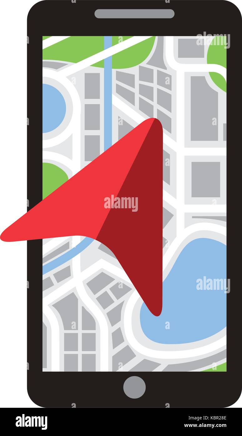 mobile phone with arrow navigation map city Stock Vector Image & Art ...