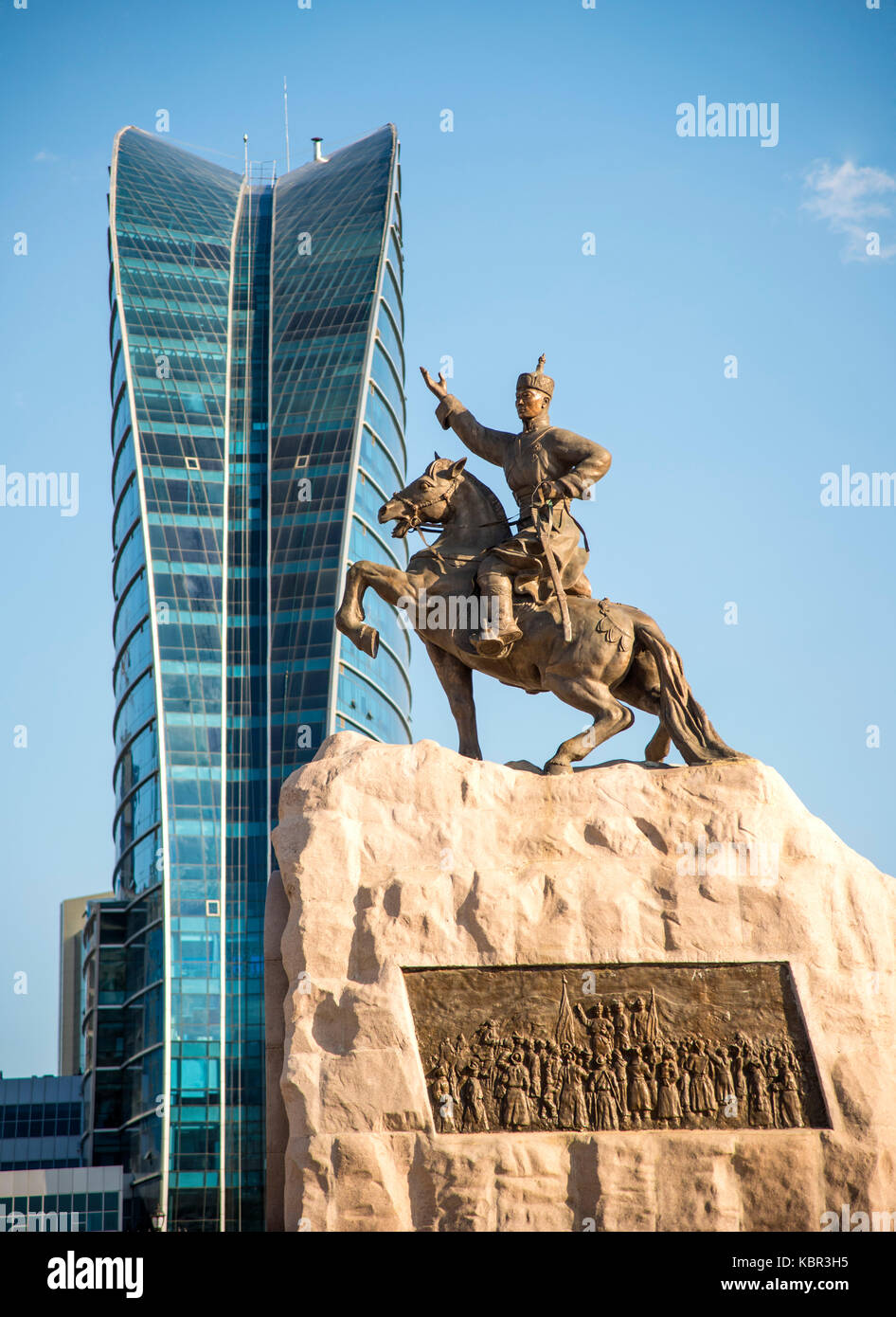 Statue of Damdin Sükhbaatar in Sükhbaatar Square, Ulan Bator, Mongolia Stock Photo