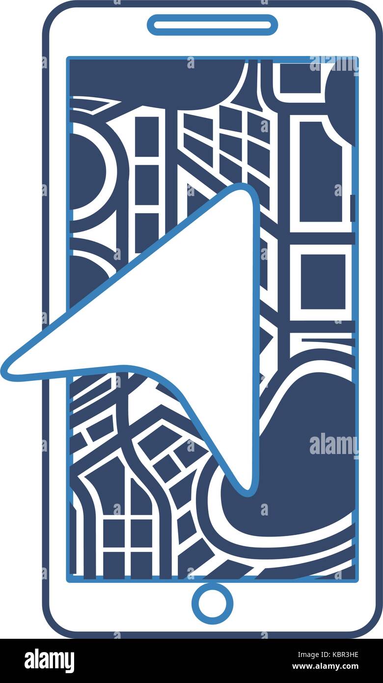 mobile phone with arrow navigation map city Stock Vector Image & Art ...