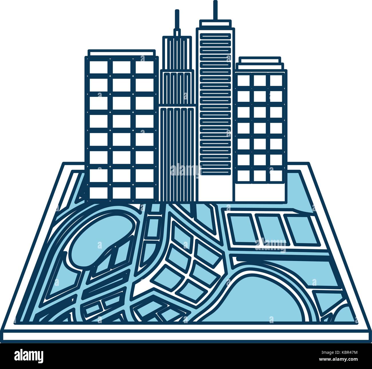 buildings town on the map navigator destination icon Stock Vector Image ...