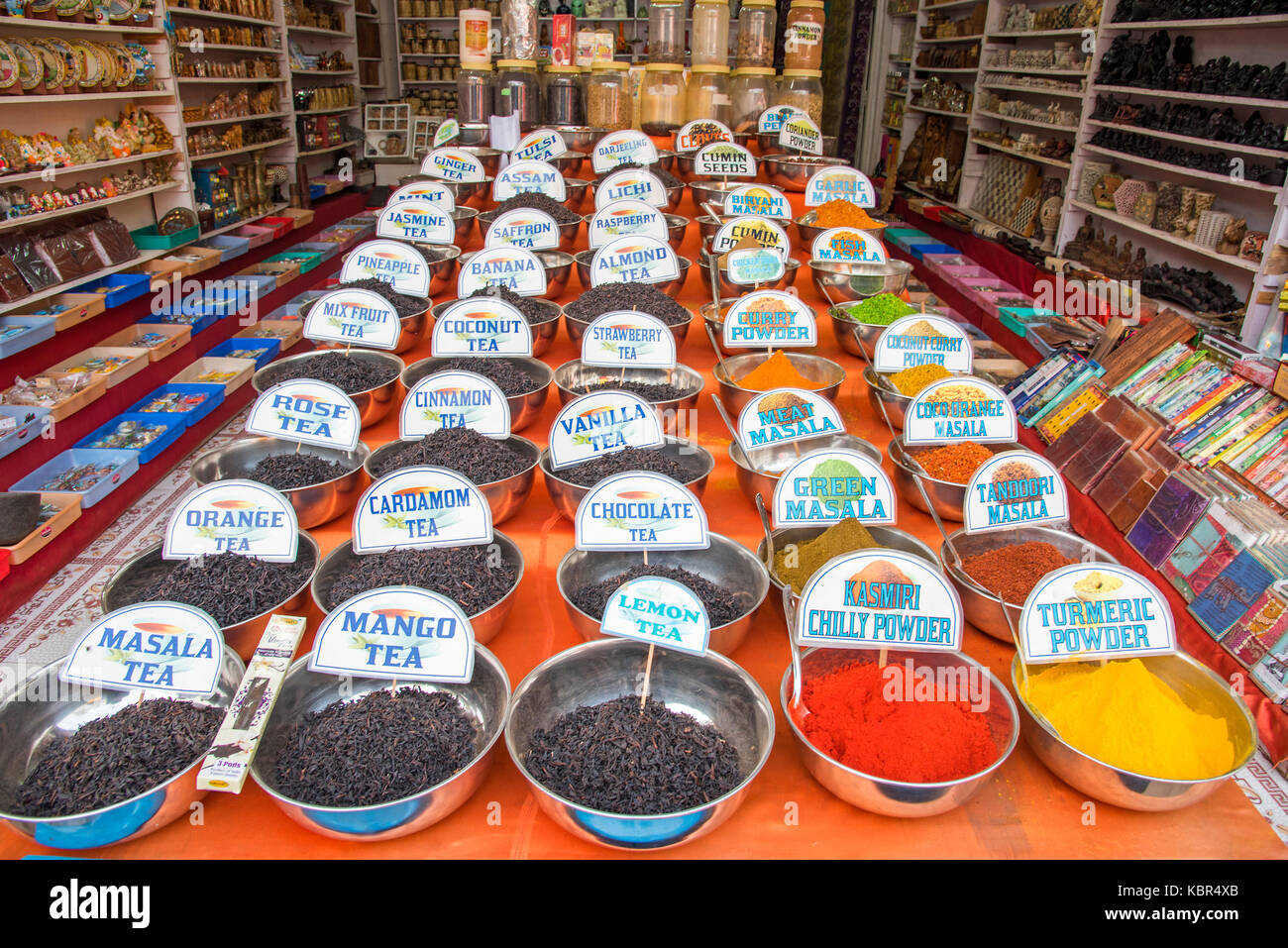 Spice and tea shop, Palolem, Goa, India Stock Photo