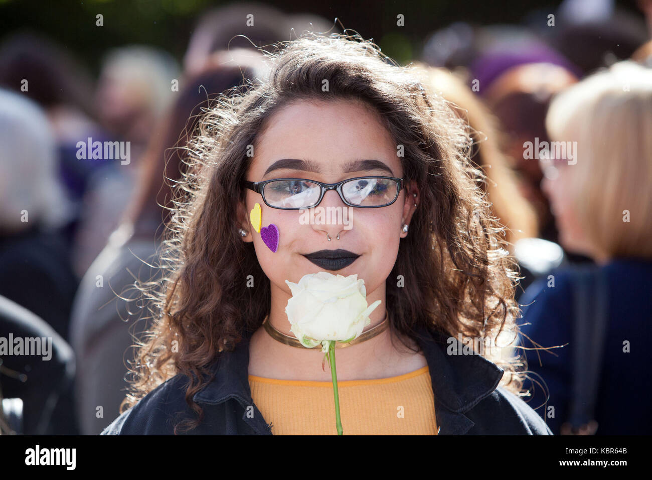 Jamilah Curran from Athboy Co Meath at The March for Choice in Dublin, a demonstration demanding change to Ireland's strict abortion laws. Stock Photo