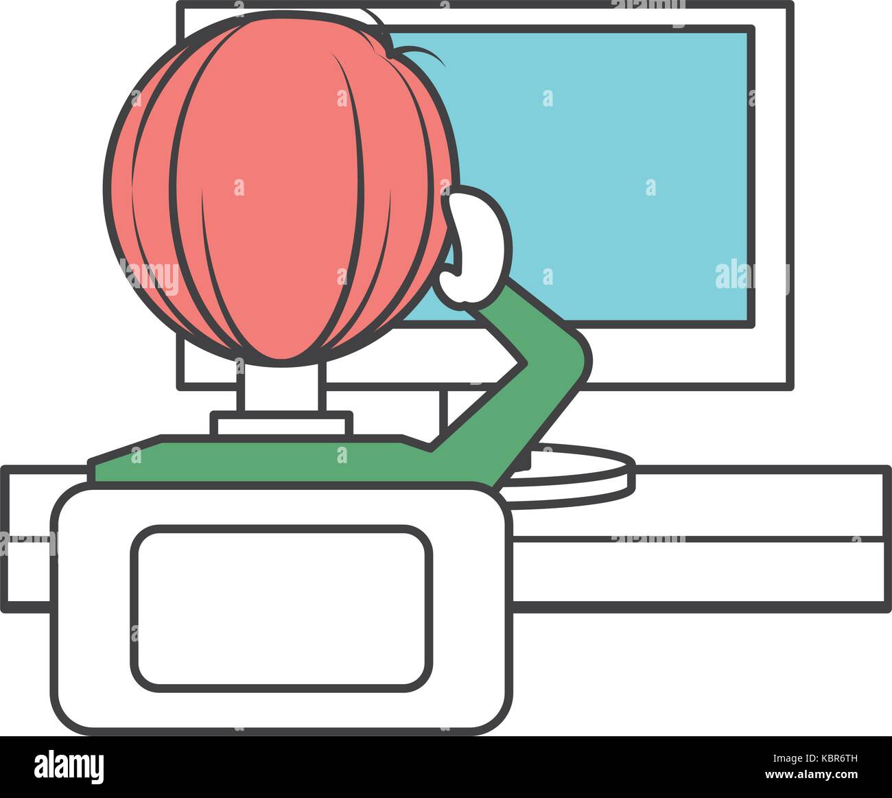 woman working on the computer icon over white background vector ...