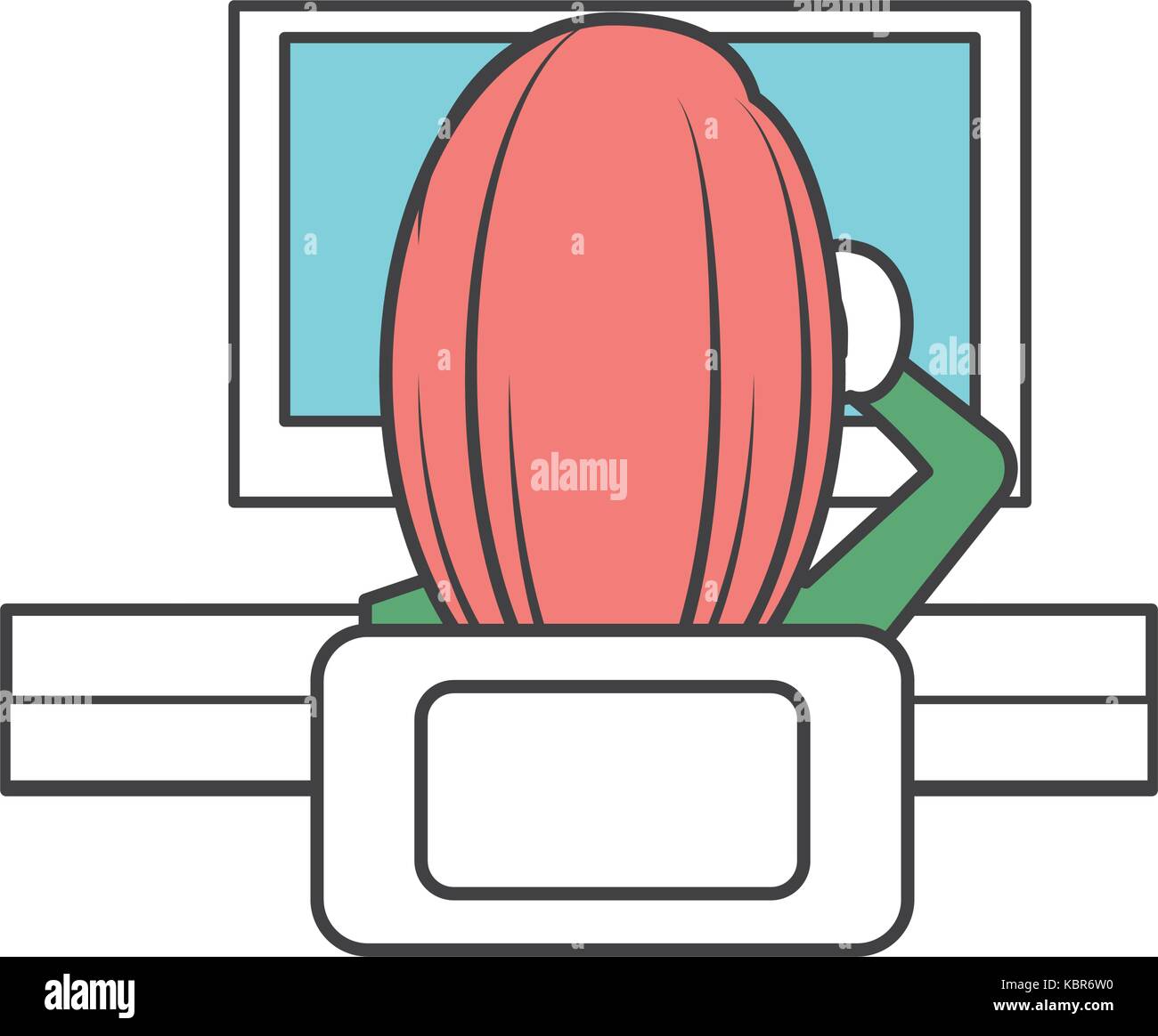 woman working on the computer icon over white background vector ...