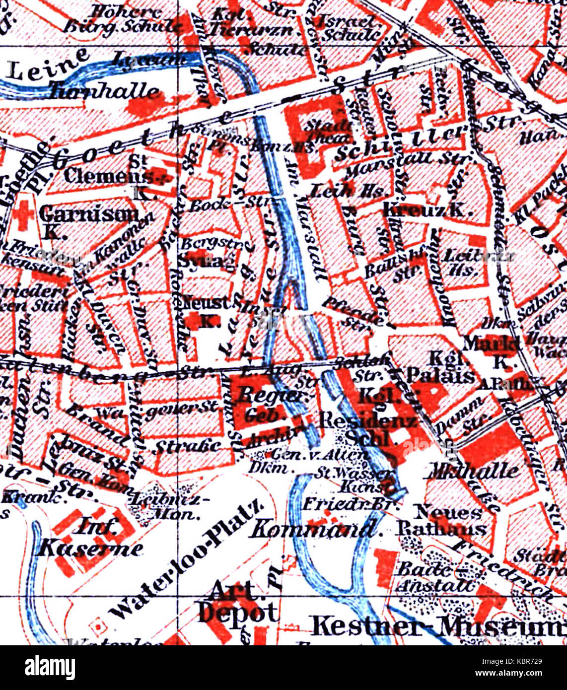 Hannover Stadtplan 1895 Meyers Konversations Lexikon 5 Auflage Band 8 Seite 350a2 Ausschnitt Leineinsel Klein Venedig Stock Photo Alamy