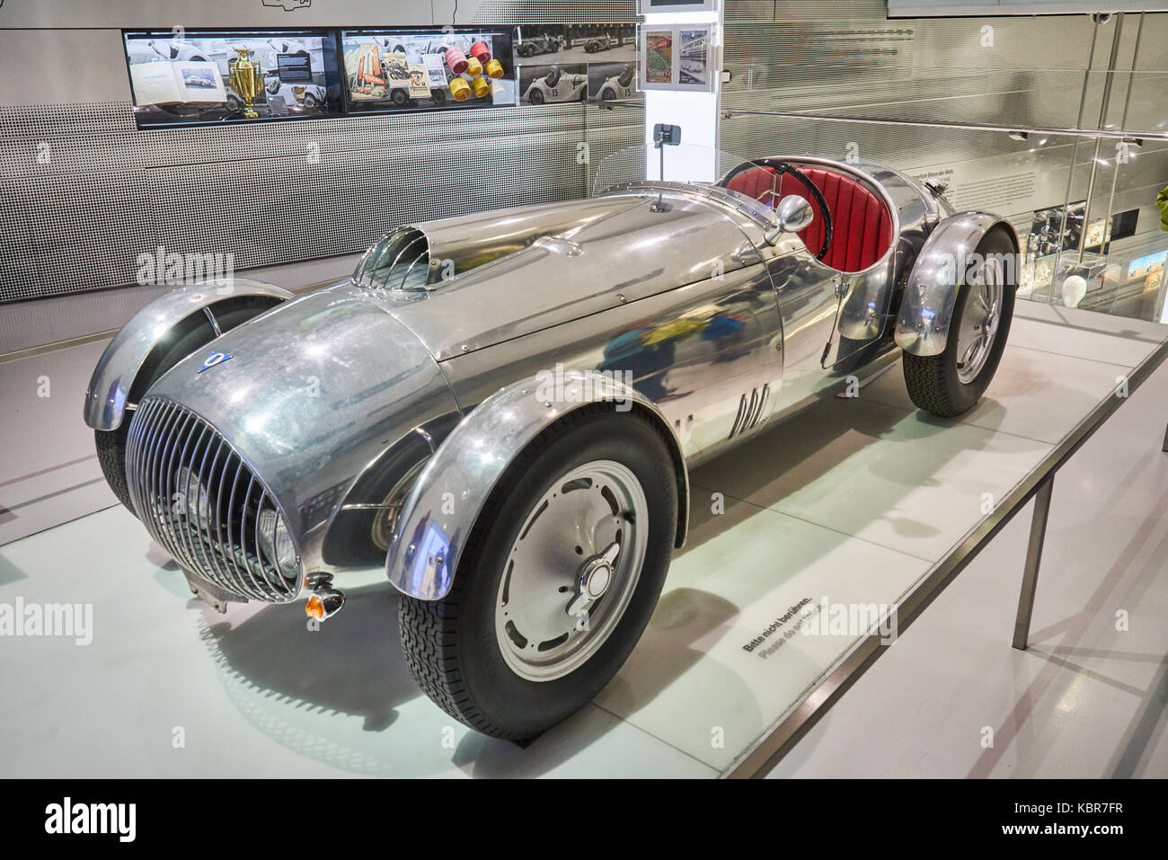 a silver modern car in BMW Museum, which is a famous germany auto brand Stock Photo