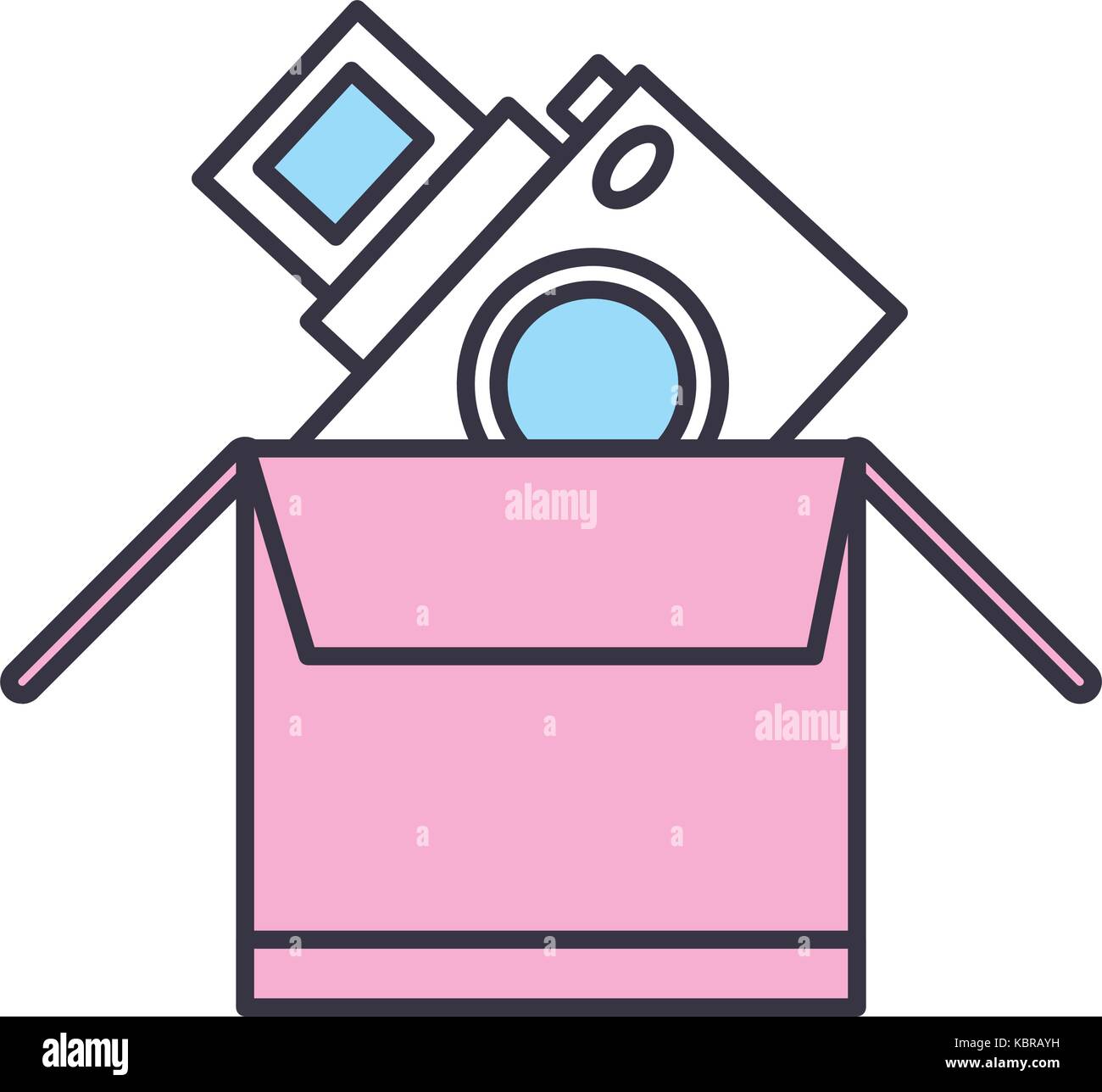 box with photographic camera icon over white background vector ...