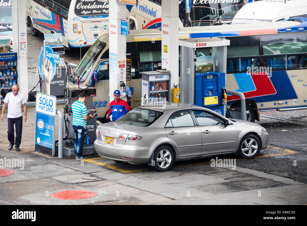 Filling up at a gas station in Pereira, Colombia Stock Photo