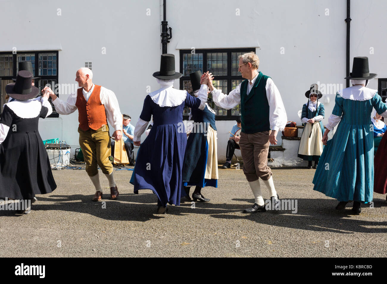 Morris dancers in traditional Welsh costume Stock Photo