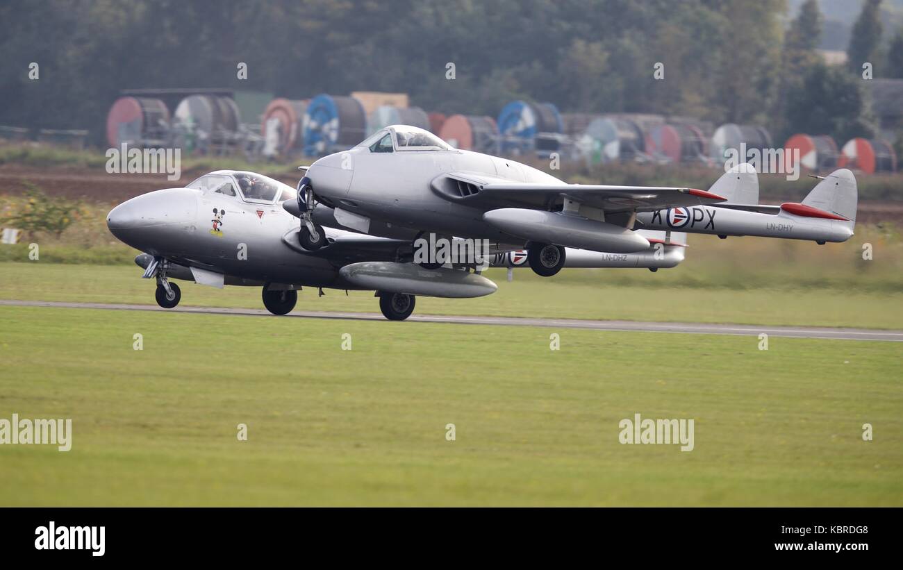 Vampirejet A pair of de Havilland Vampire jets taking off in formation at the IMW ...