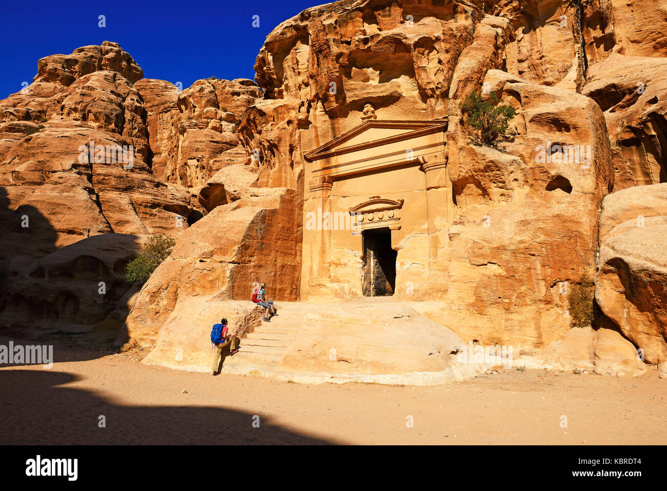 Hikers at rockchurch in Little Petra, Jordan Stock Photo Alamy