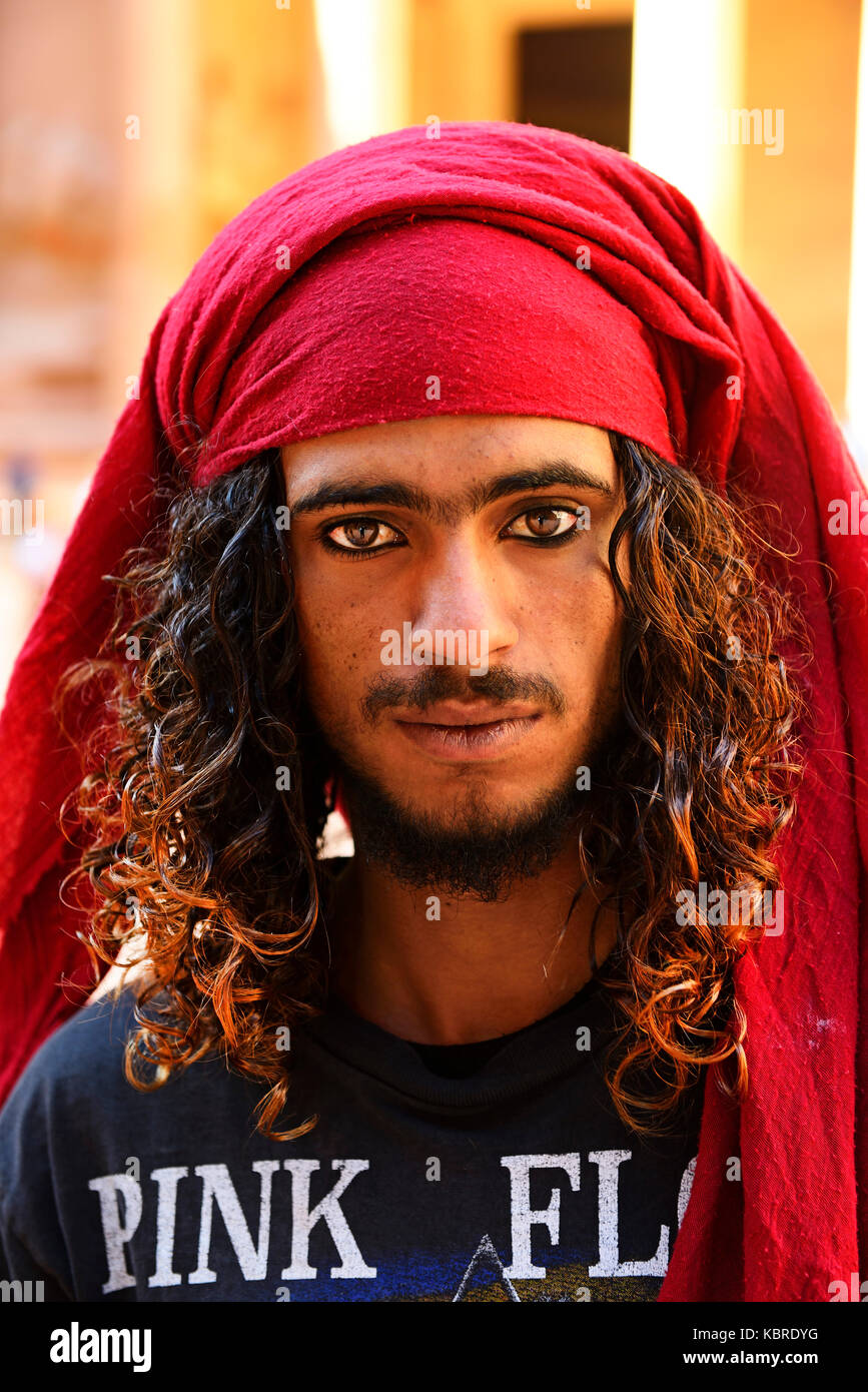 Bedouin in Pirates of the CaribeanLook, Petra, Wadi Musa, Jordan Stock