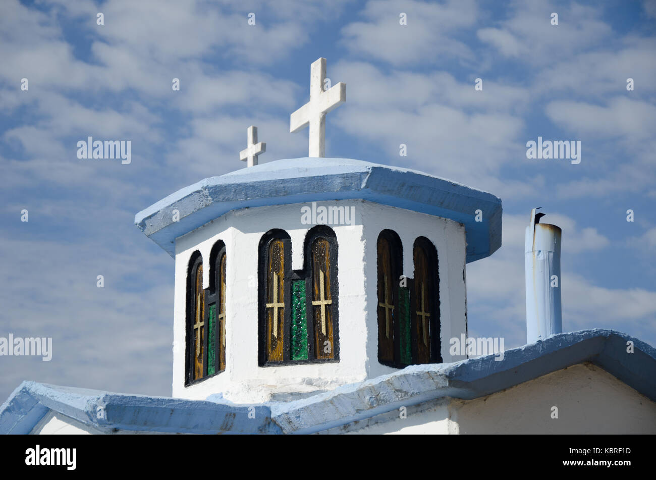 orthodox church with cross and window on a sunny day Stock Photo - Alamy