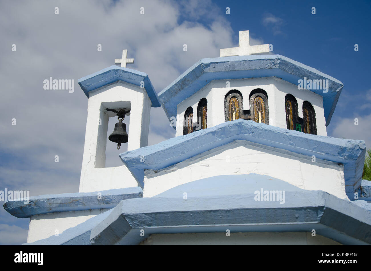 orthodox church with cross and window on a sunny day Stock Photo - Alamy