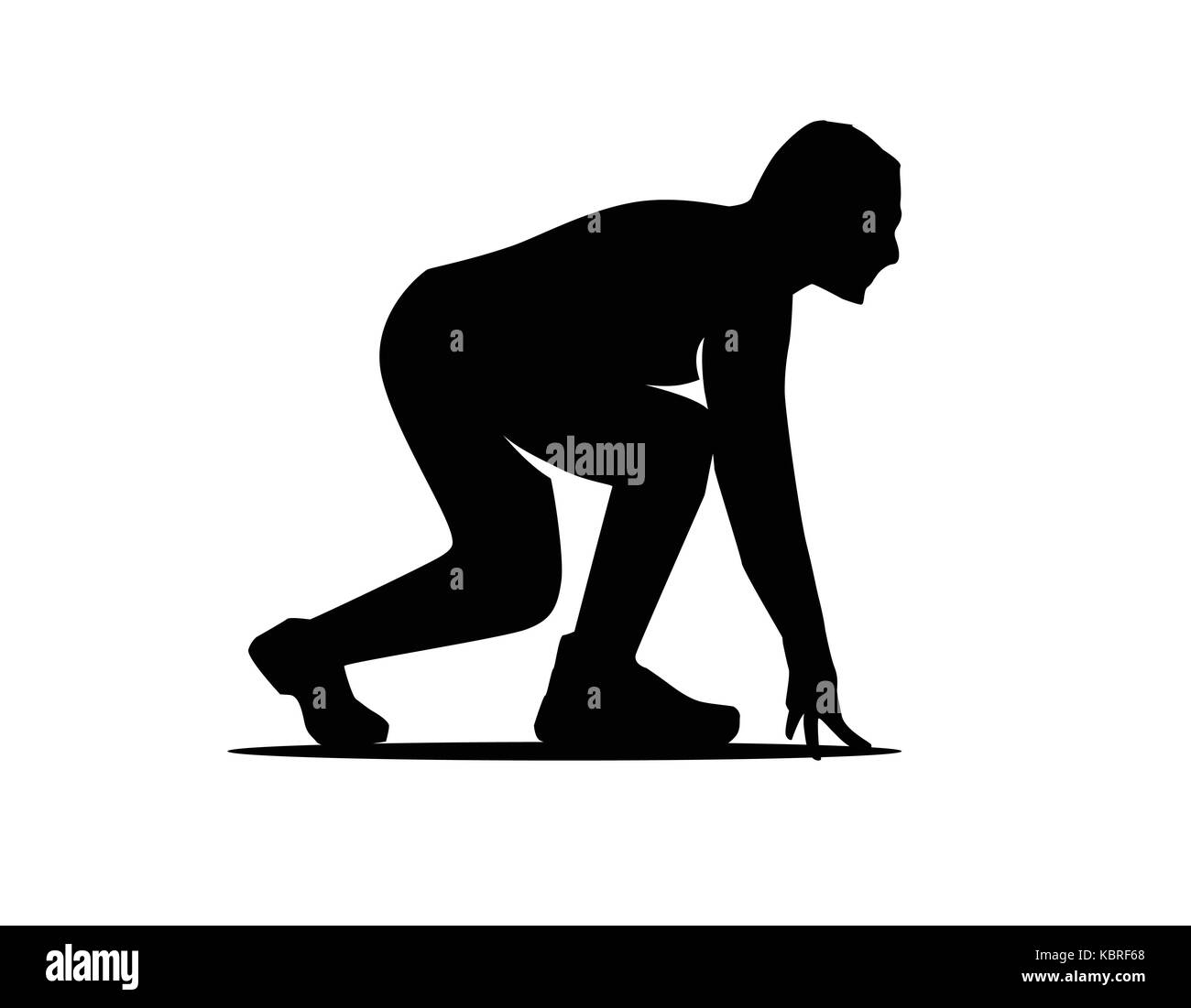 athlete start to run silhouette, person getting ready to run, silhouette design, isolated on white background. Stock Vector