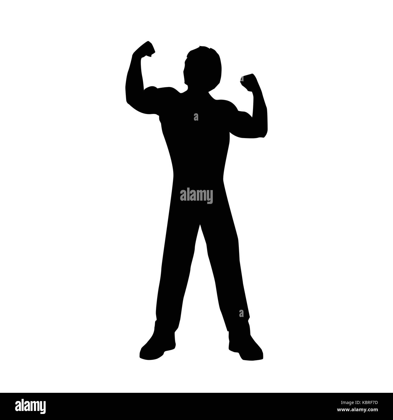 strong man show his muscles silhouette, silhouette design, isolated on