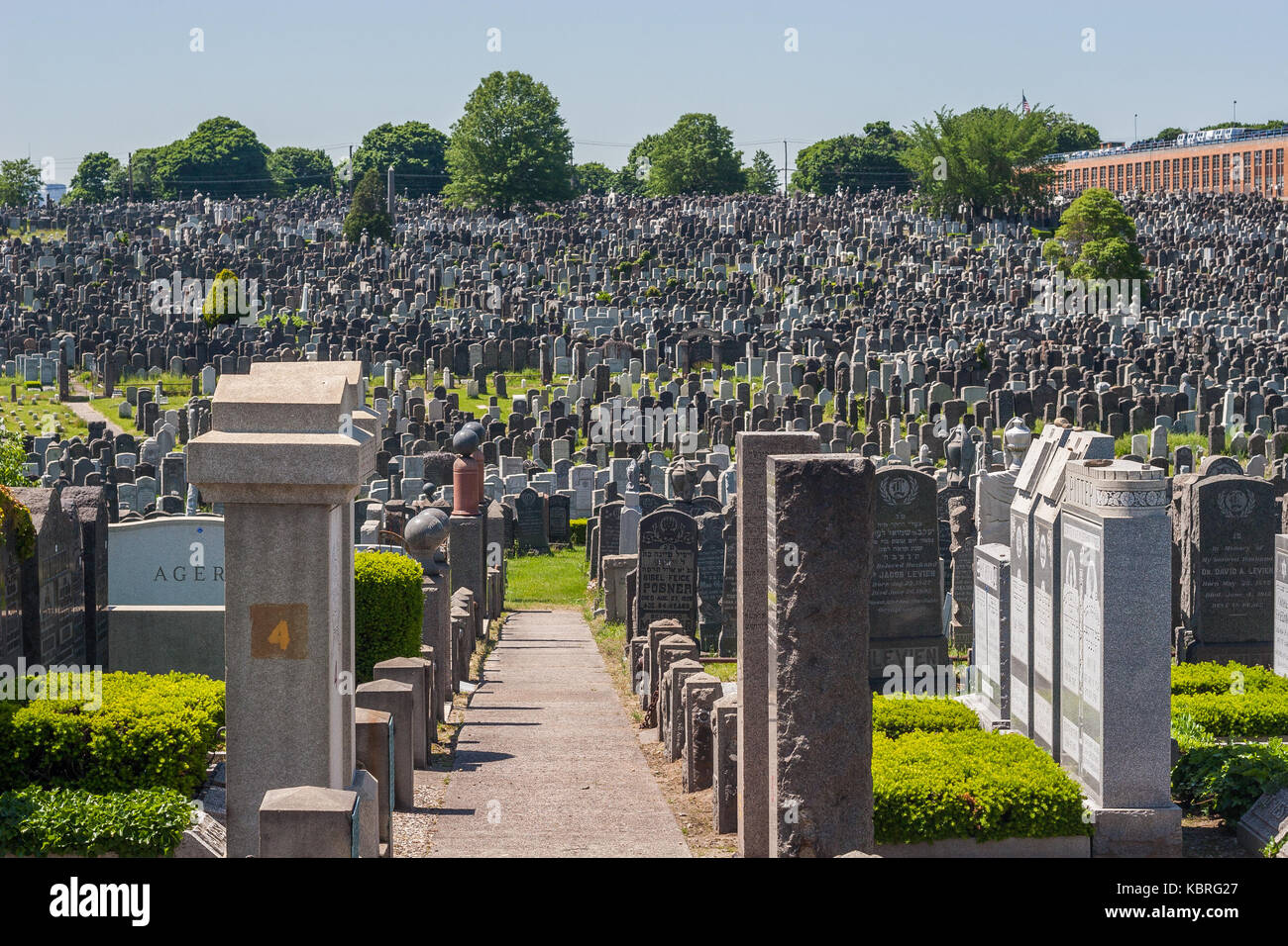 Gravestones At Mount Zion Cemetery In Maspeth, Queens Stock Photo - Alamy