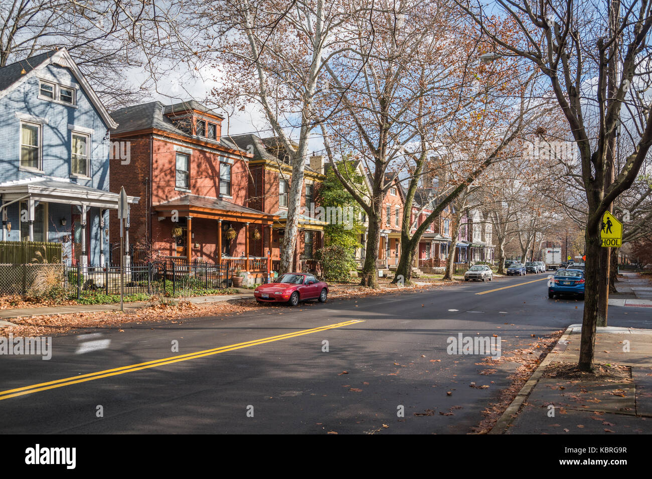 Row of houses on Chase Avenue in the Northside neighborhood. Stock Photo