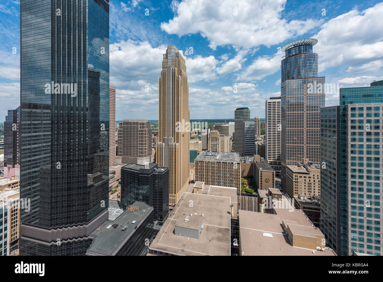 Aerial view of Minneapolis skyline. Stock Photo