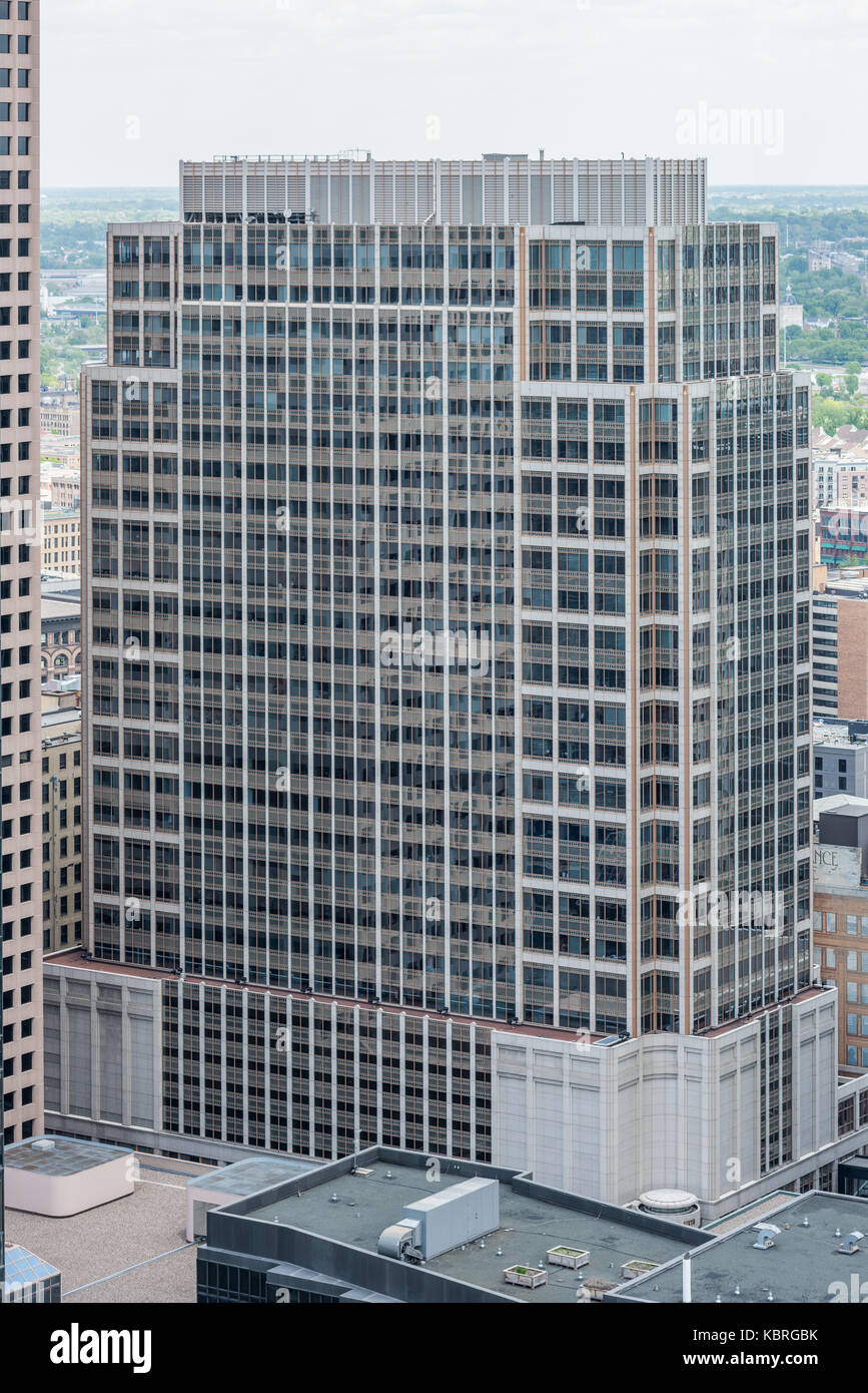 Aerial view of 50 South Sixth building. Stock Photo