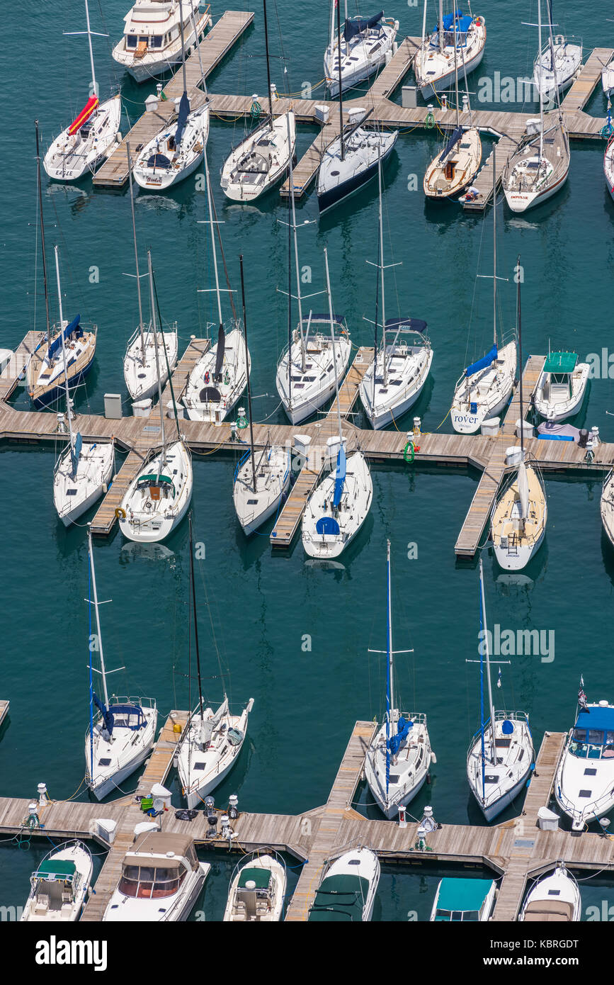 Sailboats in Belmont Harbor. Stock Photo