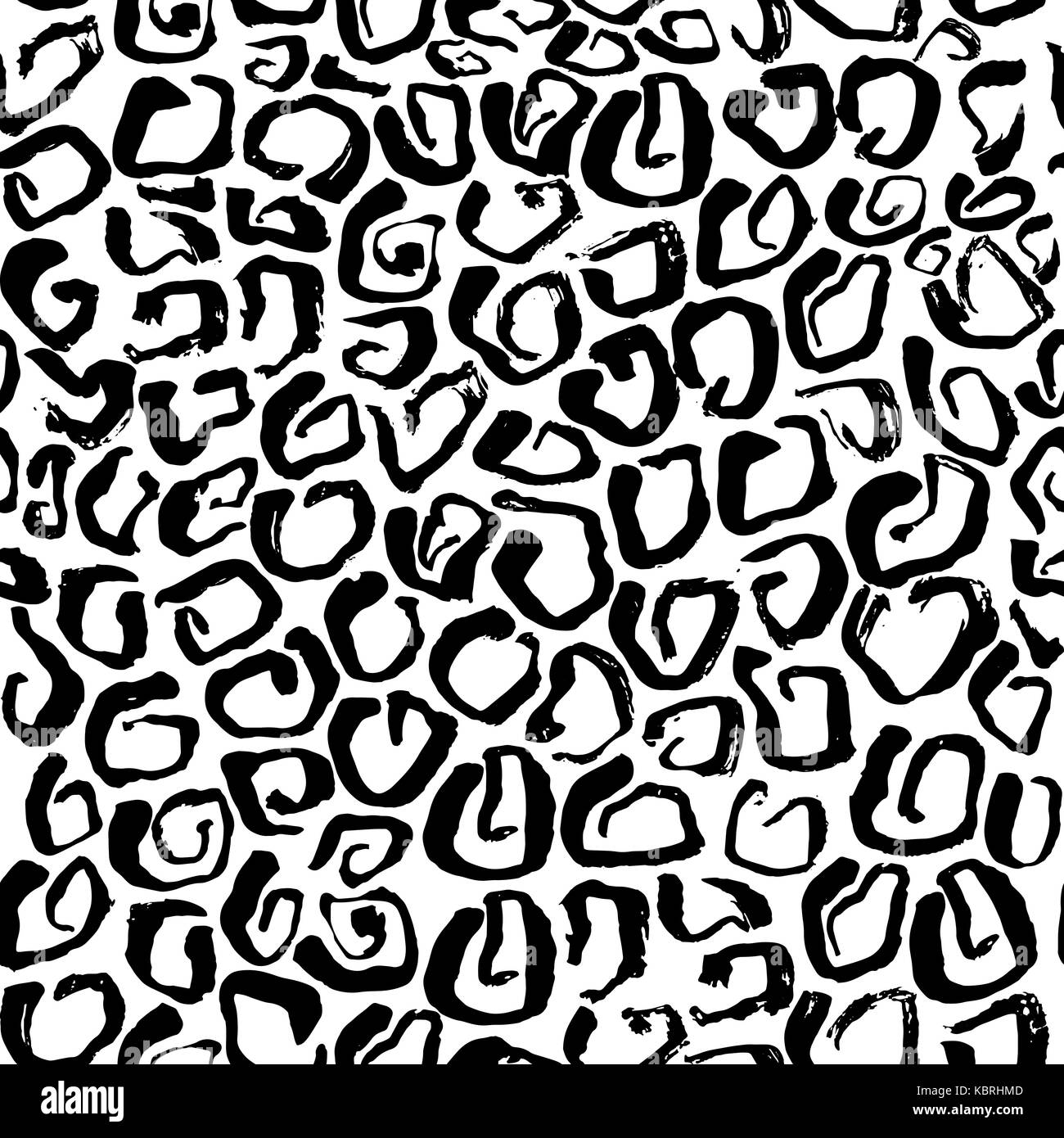 illustration Leopard print seamless pattern. Black and white background ...