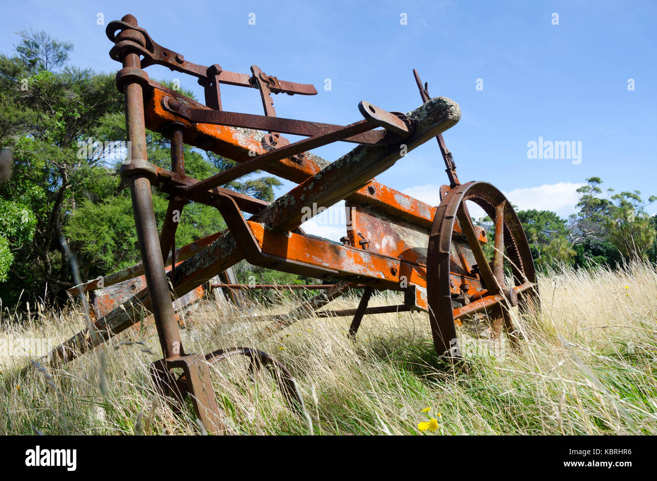 Old, farm machinery in field, Western Lake , Wairarapa, North Island