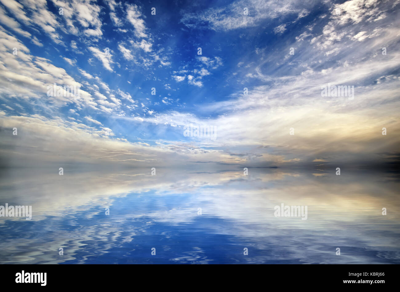 Beautiful seascape panorama background.  Sea and cloud sky landscape Stock Photo