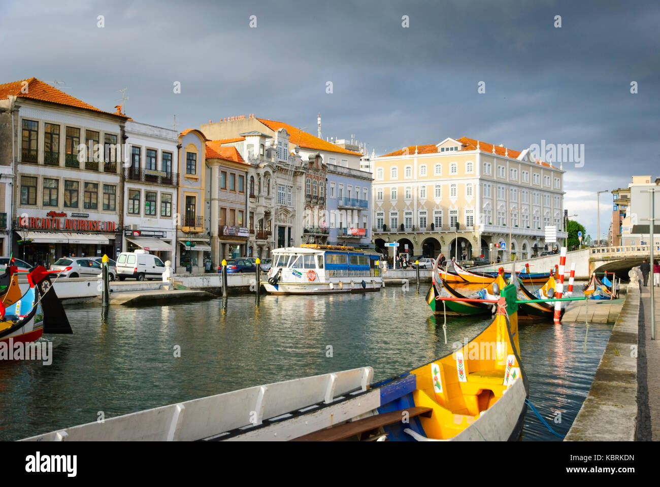 Typical boats in water canals in Aveiro, Portugal Stock Photo - Alamy