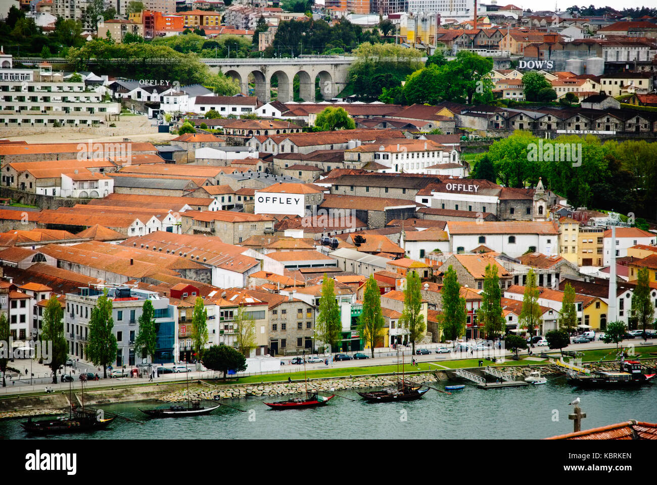 PORTO, PORTUGAL APRIL 21, 2012 View towards wine cellars of Porto