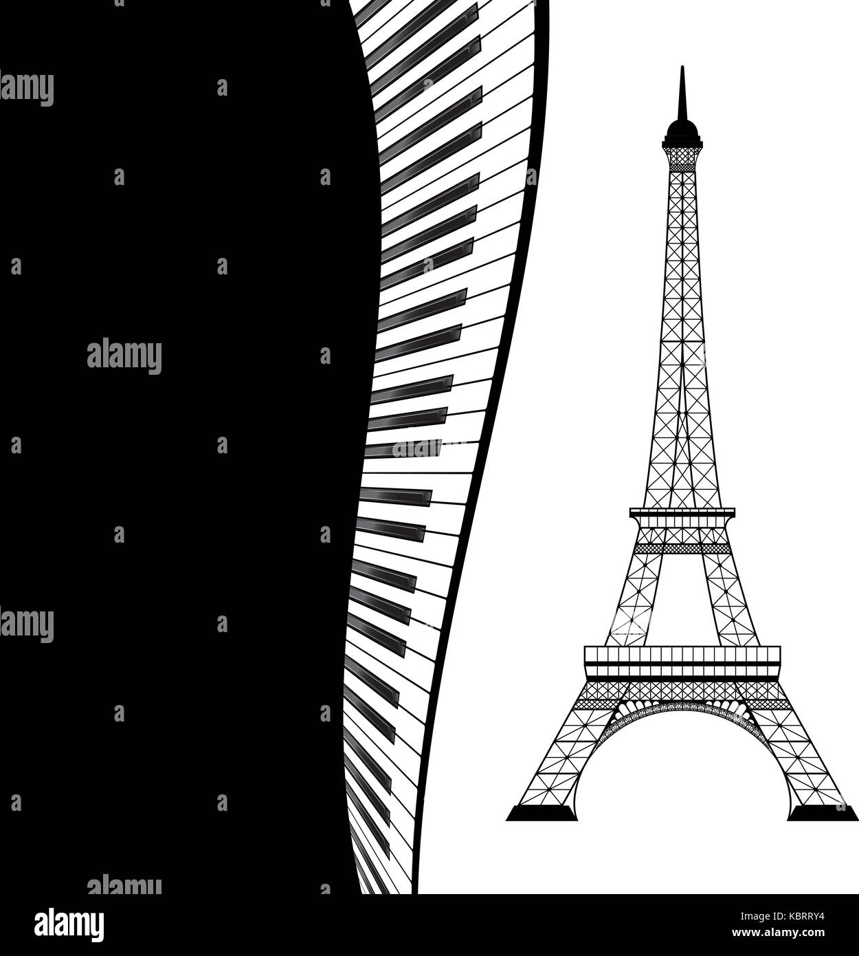 eiffel tower with piano Stock Vector