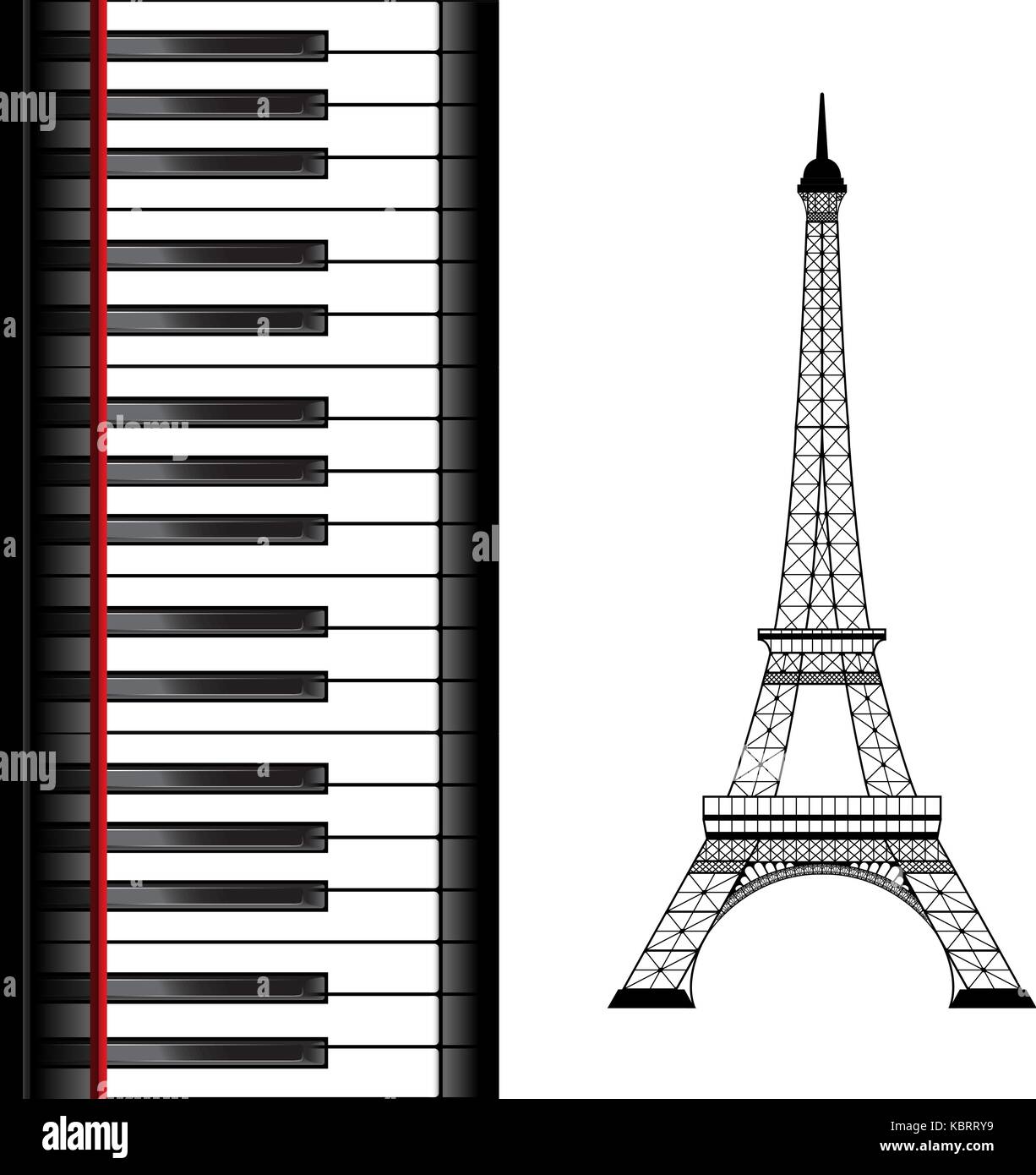 eiffel tower with piano Stock Vector